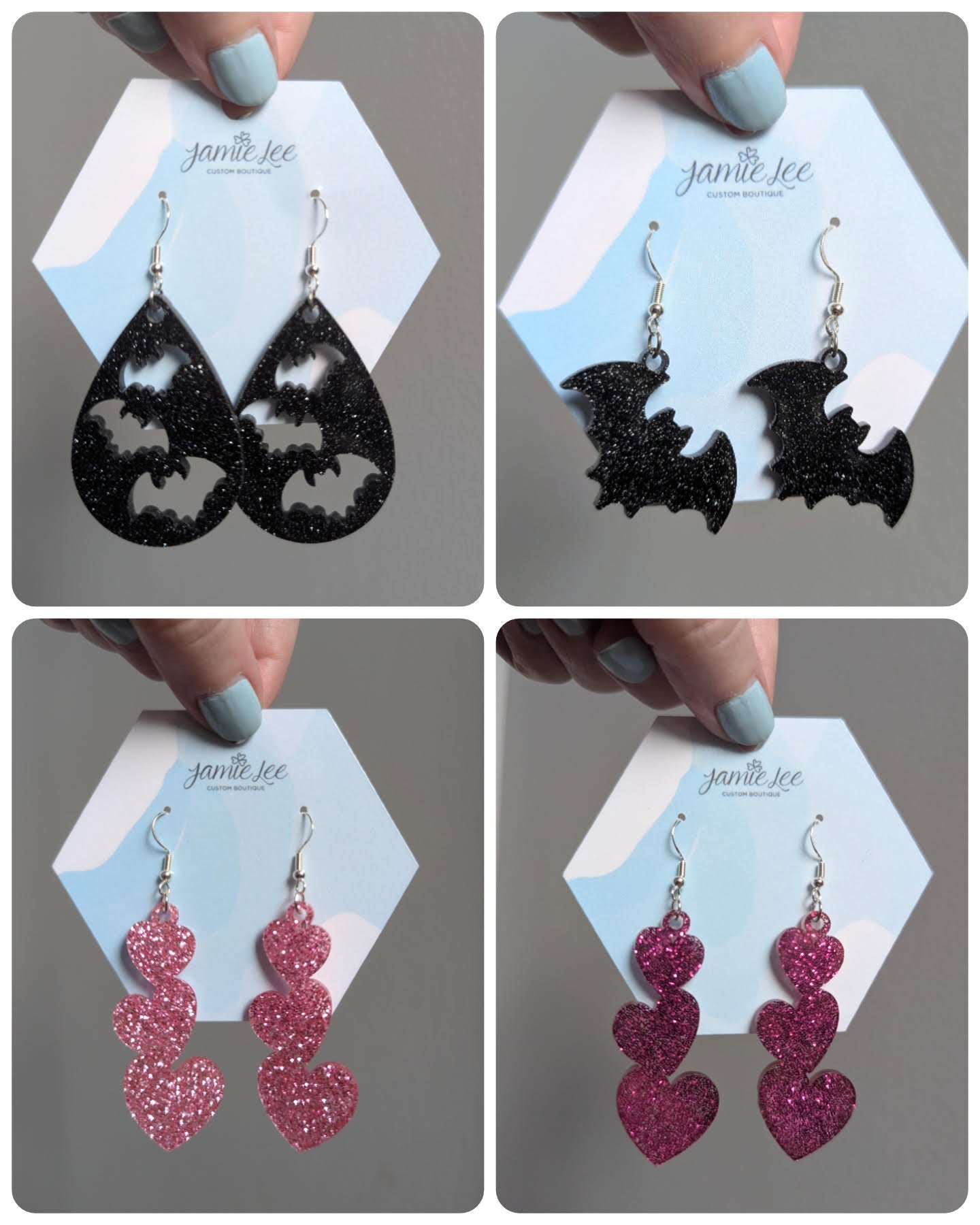 Hearts & Bats Acrylic Earrings
