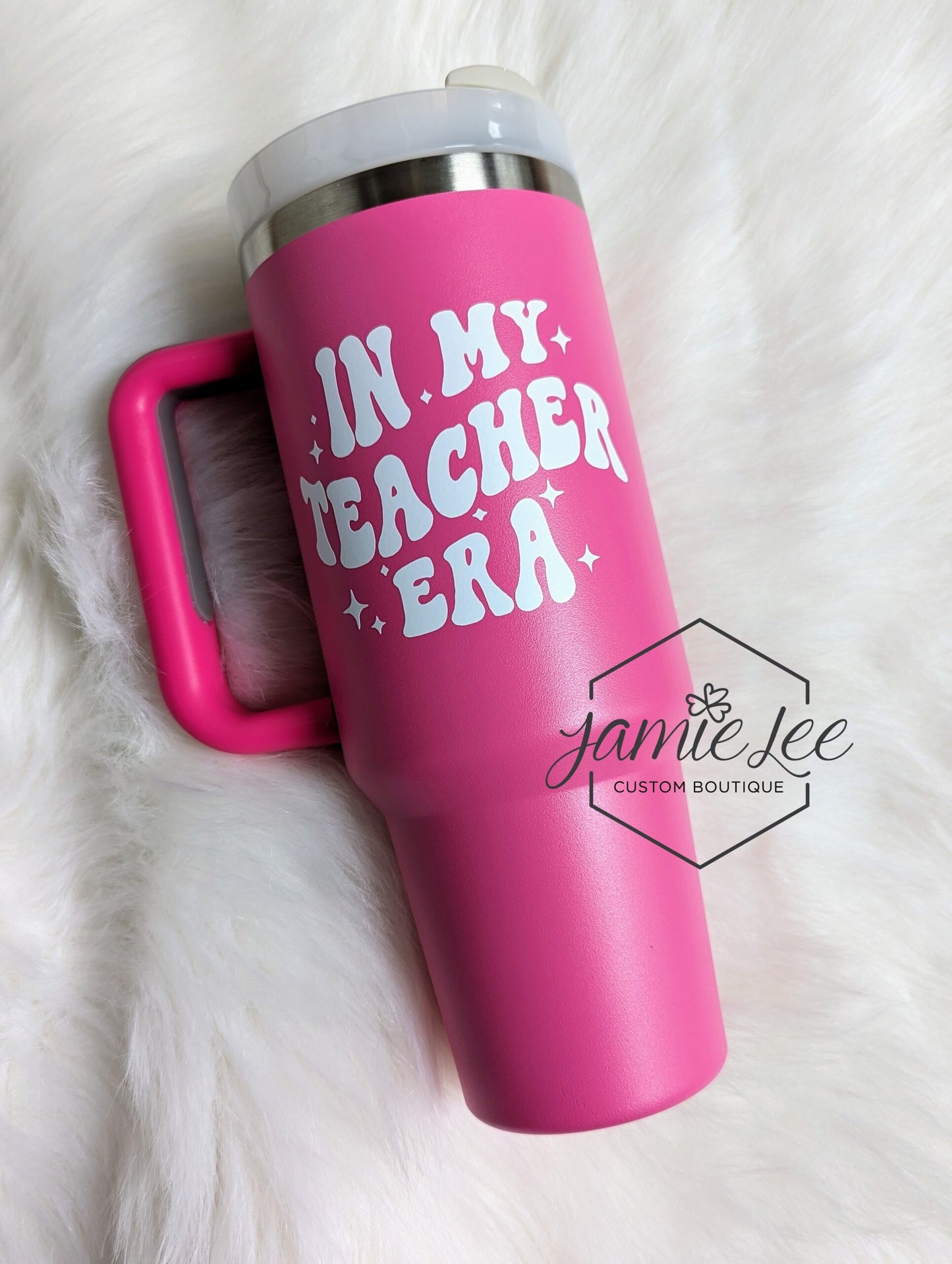 In My Teacher Era pink tumbler