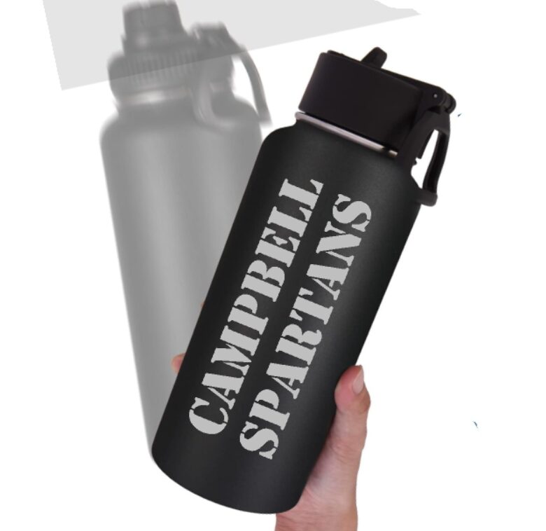 SPARTANS 32oz Black Water Bottle (laser engraved)