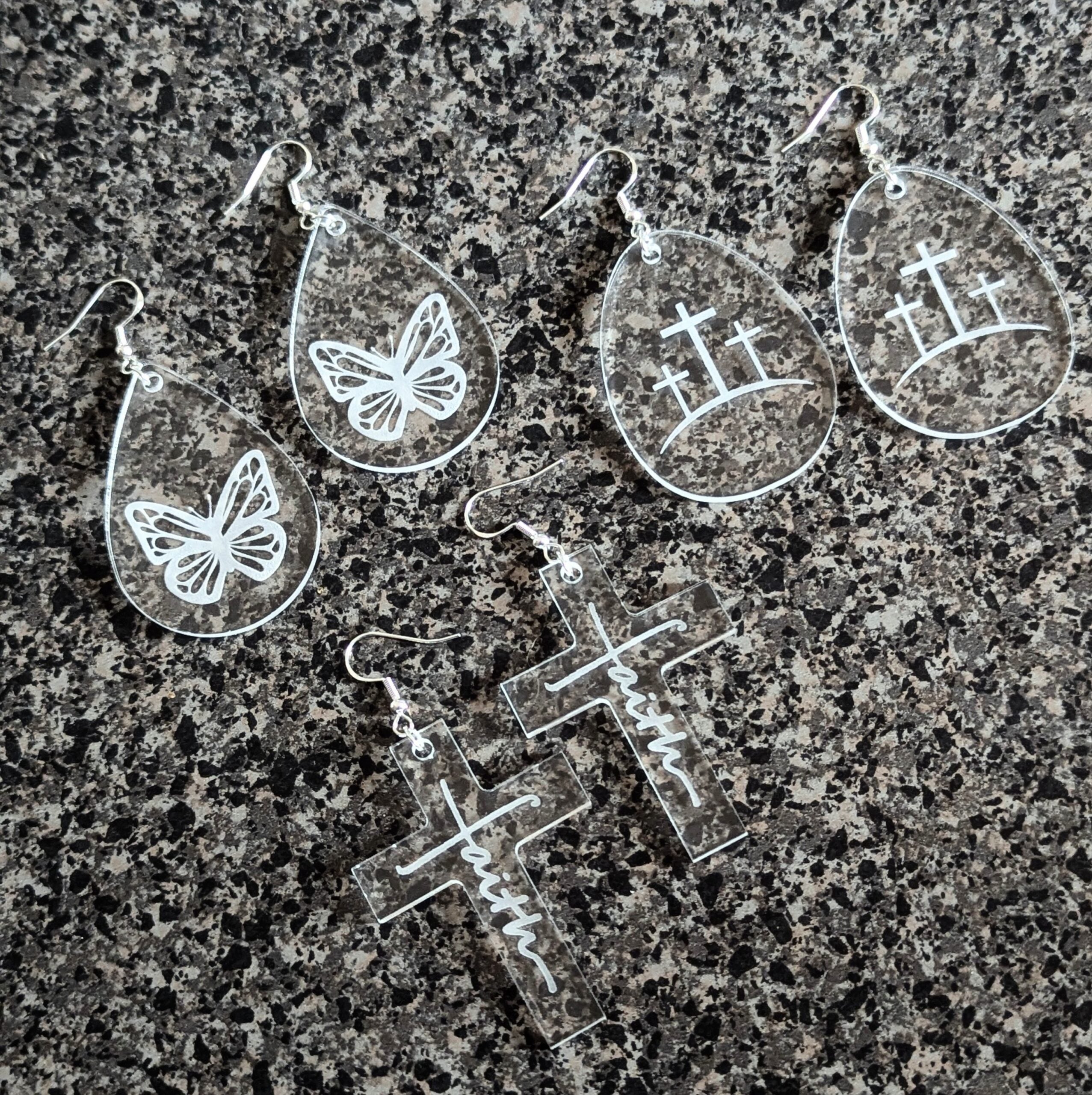 Easter Clear Acrylic Earrings