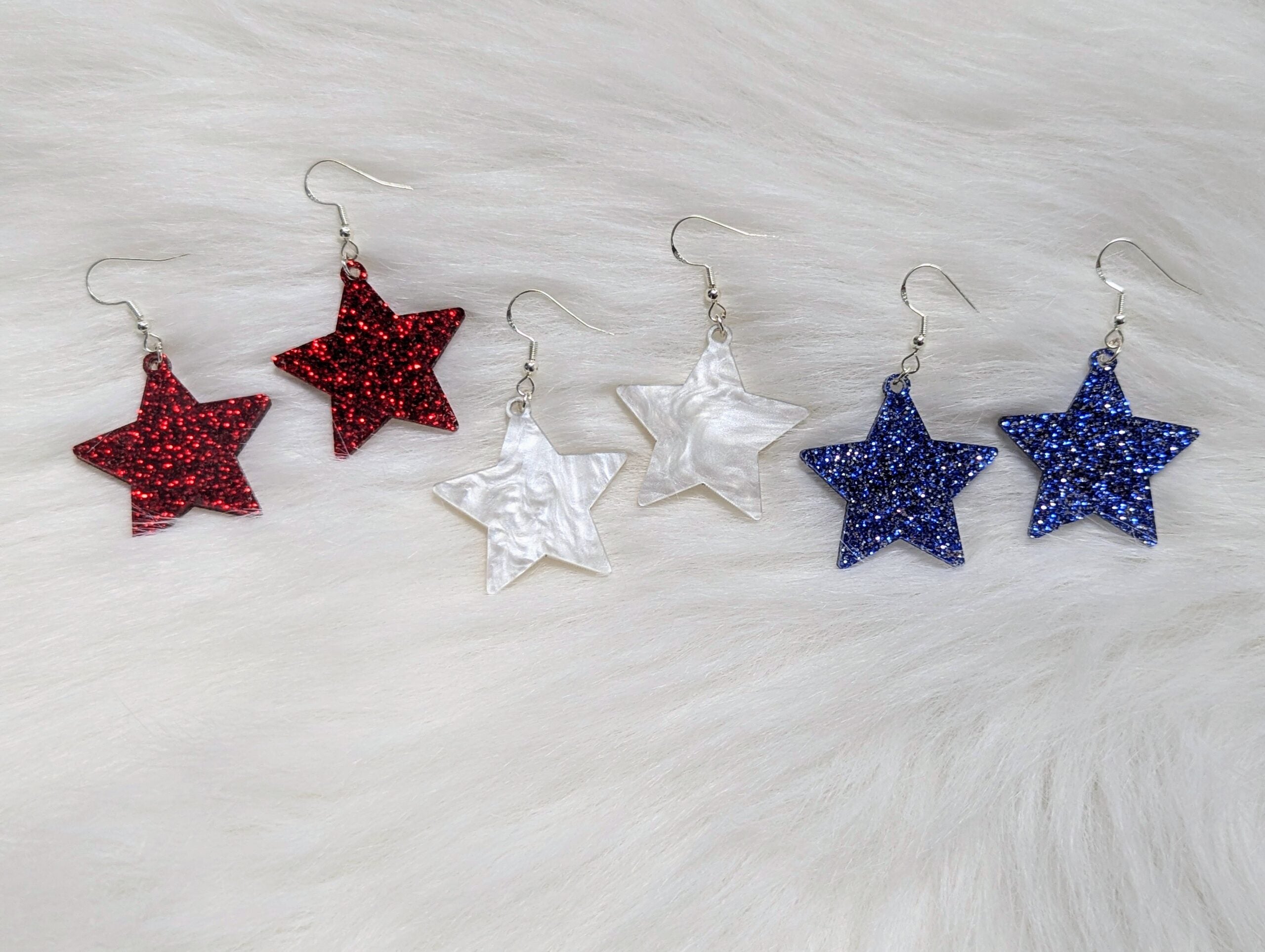 Patriotic Stars Earrings - 2 pairs