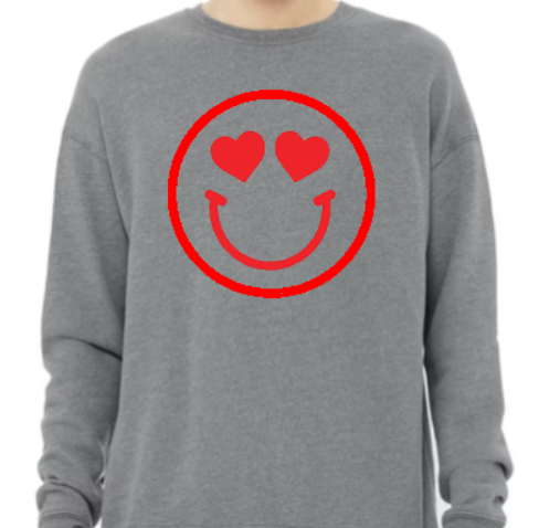 Heart Eyes Smiley face soft-feel sweatshirt
